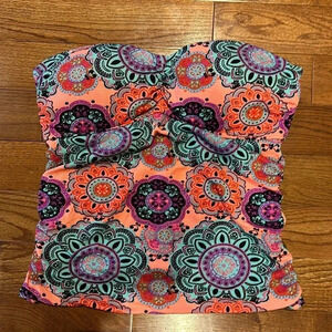 Aqua tropical patterned one  piece swimsuit Sz L